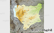 Physical 3D Map of Nassa, darken, semi-desaturated