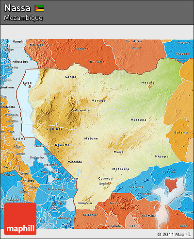 Physical 3D Map of Nassa, political shades outside