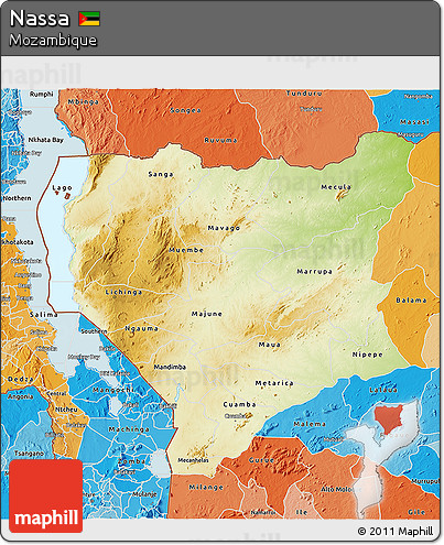 Physical 3D Map of Nassa, political shades outside
