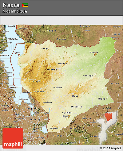 Physical 3D Map of Nassa, satellite outside