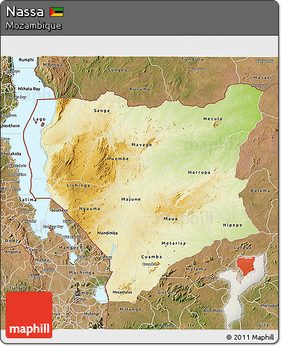 Physical 3D Map of Nassa, satellite outside