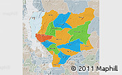 Political 3D Map of Nassa, lighten, semi-desaturated