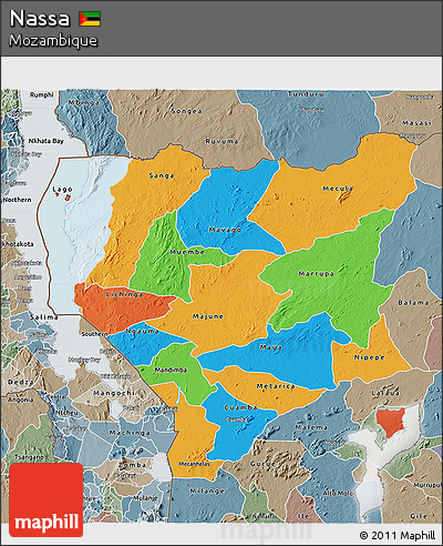 Political 3D Map of Nassa, semi-desaturated
