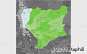 Political Shades 3D Map of Nassa, darken, desaturated