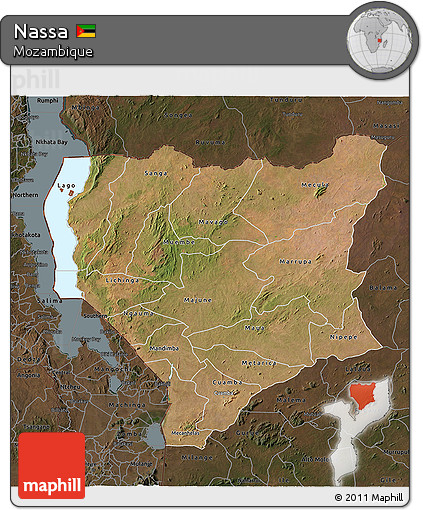 Satellite 3D Map of Nassa, darken