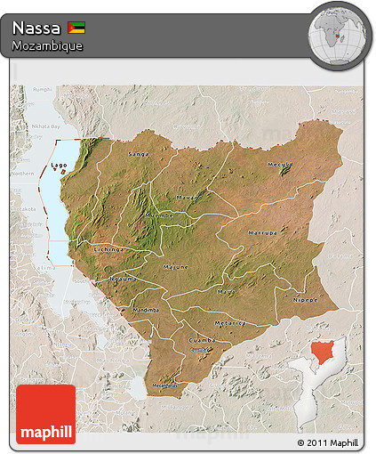Satellite 3D Map of Nassa, lighten