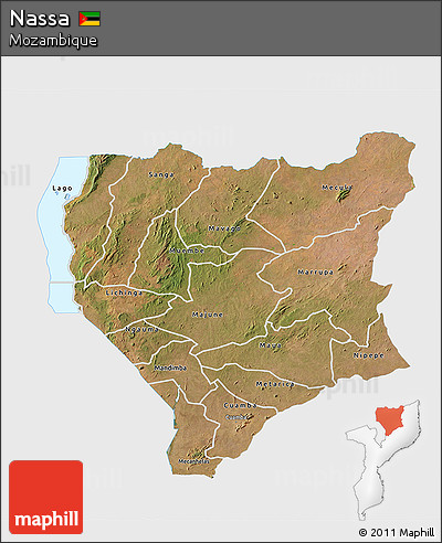 Satellite 3D Map of Nassa, single color outside