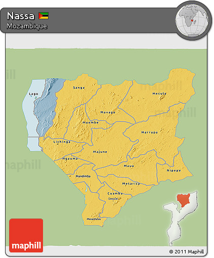 Savanna Style 3D Map of Nassa, single color outside