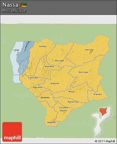 Savanna Style 3D Map of Nassa, single color outside