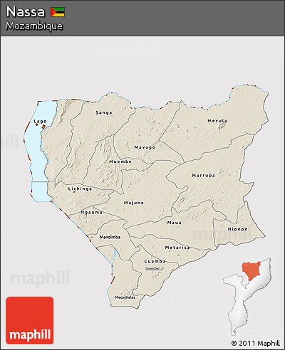 Shaded Relief 3D Map of Nassa, cropped outside