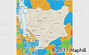 Shaded Relief 3D Map of Nassa, political outside