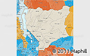 Shaded Relief 3D Map of Nassa, political shades outside