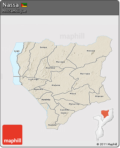 Shaded Relief 3D Map of Nassa, single color outside