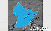 Political 3D Map of Cuamba, darken, desaturated