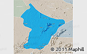 Political 3D Map of Cuamba, lighten, semi-desaturated