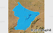 Political 3D Map of Cuamba, satellite outside