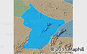 Political 3D Map of Cuamba, semi-desaturated