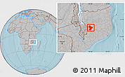 Gray Location Map of Cuamba, hill shading
