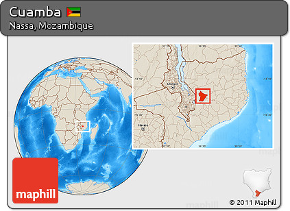 Shaded Relief Location Map of Cuamba