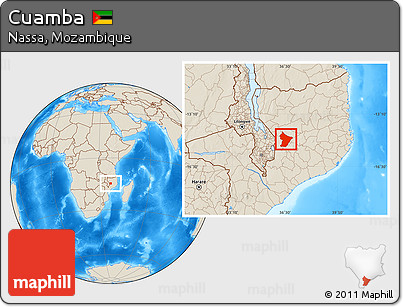 Shaded Relief Location Map of Cuamba