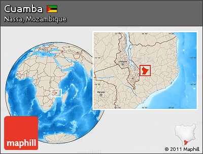 Shaded Relief Location Map of Cuamba