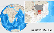 Shaded Relief Location Map of Cuamba, highlighted country, highlighted parent region