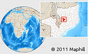 Shaded Relief Location Map of Cuamba, highlighted country