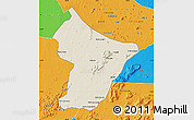 Shaded Relief Map of Cuamba, political outside