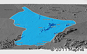 Political Panoramic Map of Cuamba, darken, desaturated