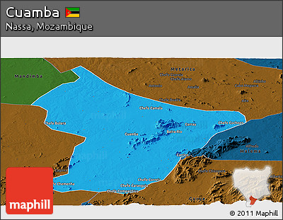 Political Panoramic Map of Cuamba, darken