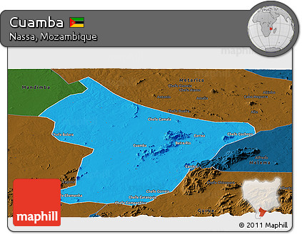 Political Panoramic Map of Cuamba, darken