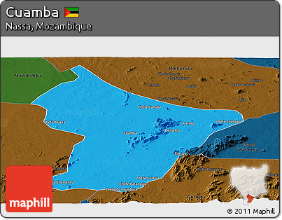 Political Panoramic Map of Cuamba, darken