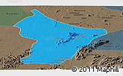 Political Panoramic Map of Cuamba, darken, semi-desaturated