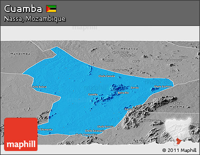 Political Panoramic Map of Cuamba, desaturated