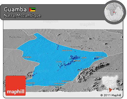 Political Panoramic Map of Cuamba, desaturated