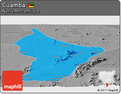 Political Panoramic Map of Cuamba, desaturated