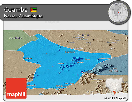Political Panoramic Map of Cuamba, semi-desaturated