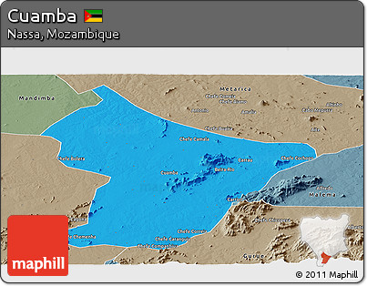 Political Panoramic Map of Cuamba, semi-desaturated