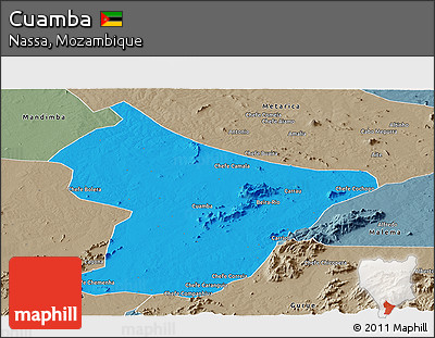 Political Panoramic Map of Cuamba, semi-desaturated