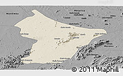 Shaded Relief Panoramic Map of Cuamba, darken, desaturated