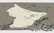 Shaded Relief Panoramic Map of Cuamba, darken