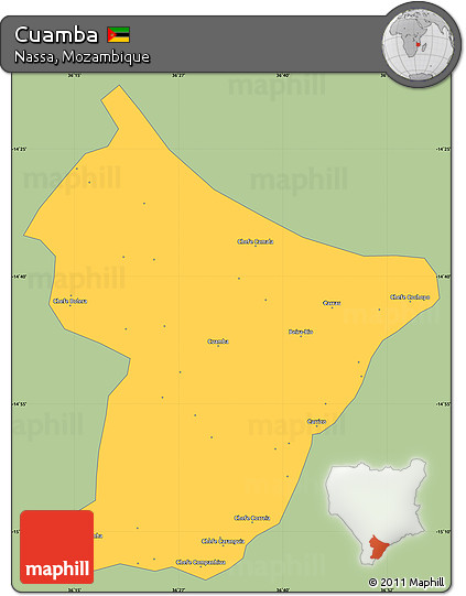 Savanna Style Simple Map of Cuamba, single color outside