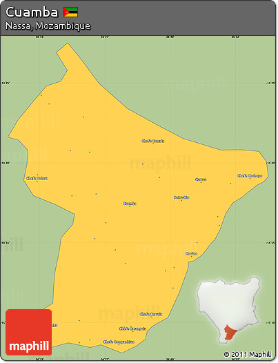 Savanna Style Simple Map of Cuamba, single color outside