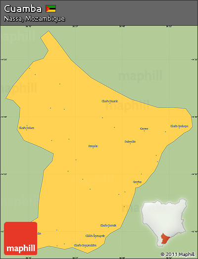 Savanna Style Simple Map of Cuamba, single color outside
