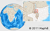 Shaded Relief Location Map of Licincha, highlighted country