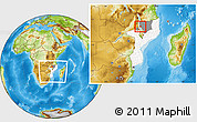 Physical Location Map of Niassa Lake, highlighted country, highlighted grandparent region, within the entire country