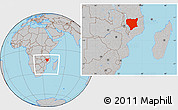 Gray Location Map of Nassa, within the entire country