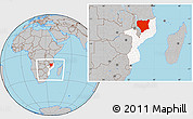 Gray Location Map of Nassa, highlighted country, within the entire country