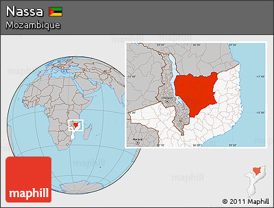 Gray Location Map of Nassa, highlighted country
