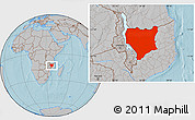 Gray Location Map of Nassa, hill shading